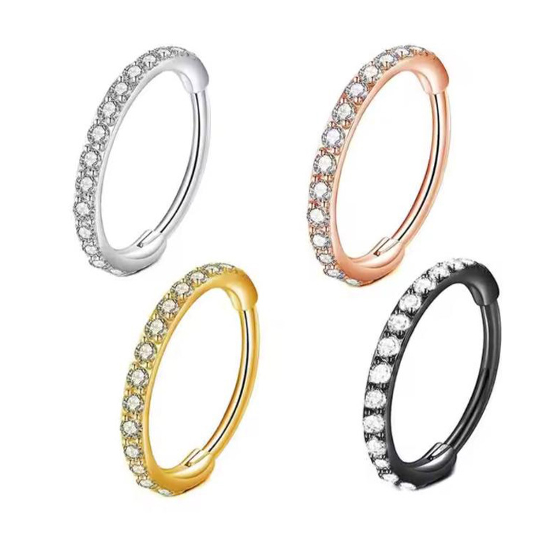 Body Jewelry Nose Studs - 16G Clear CZ Nose Ring Hoop