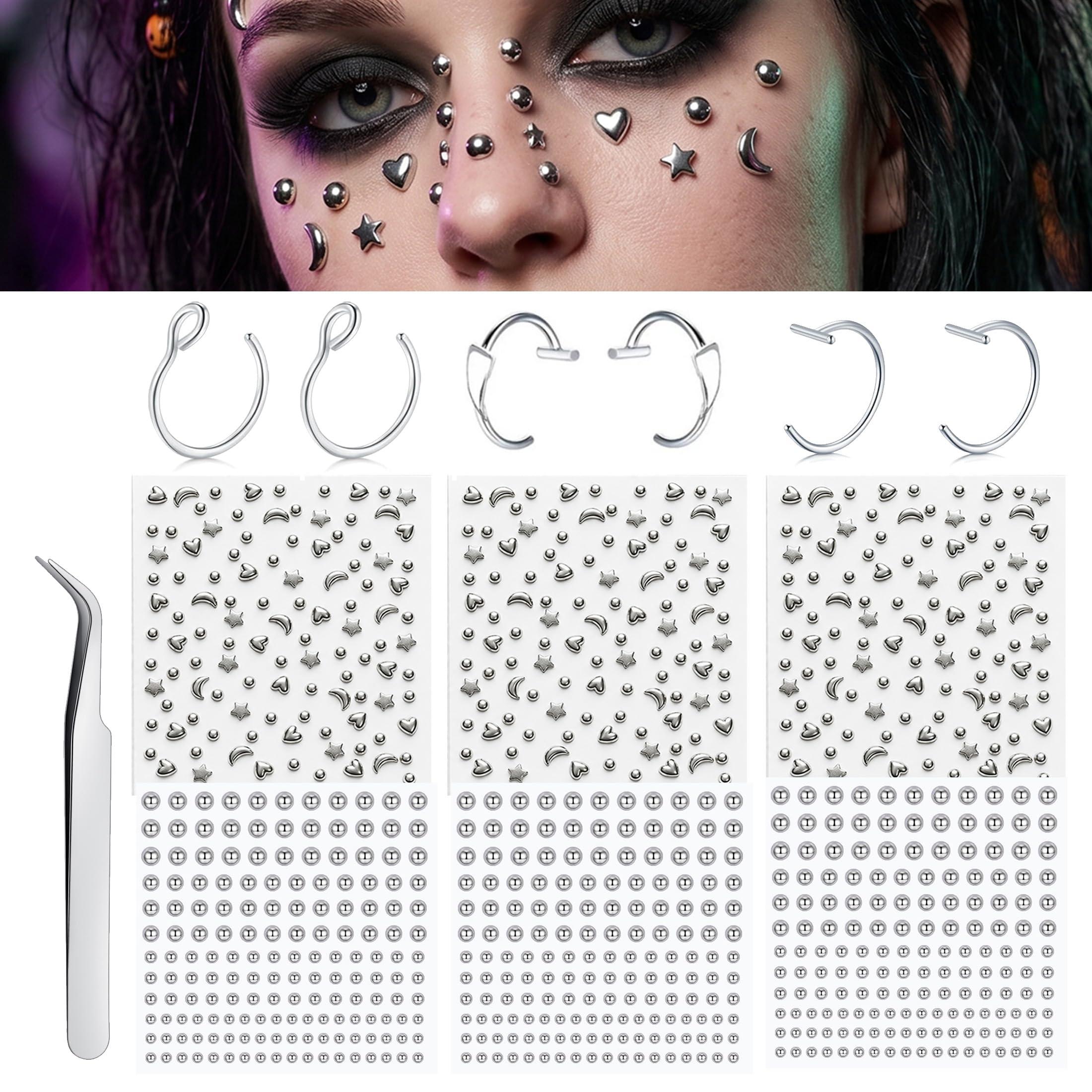 Body Jewelry Nose Studs - Fake Piercings Balls Stick on Nose