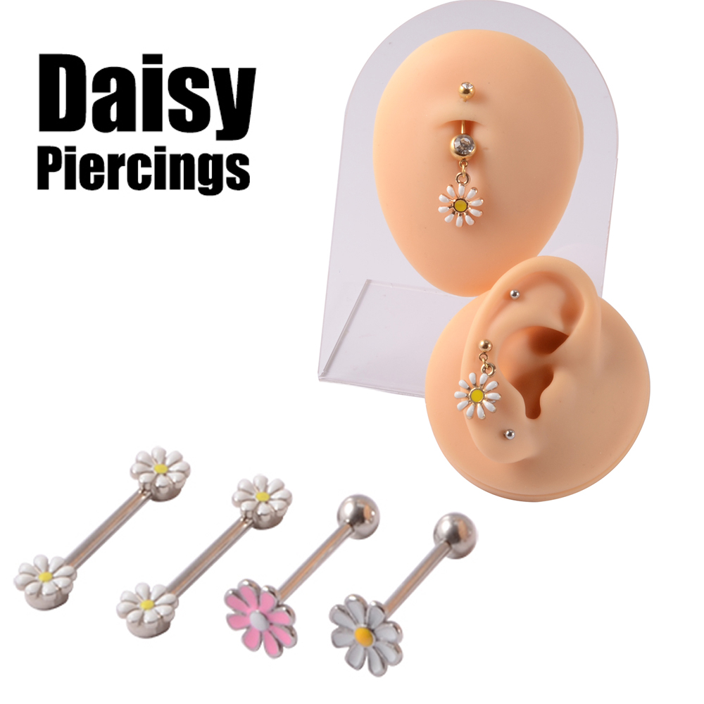 Yellow Body Jewelry - 361L Surgical Steel Daisy Flower Piercing