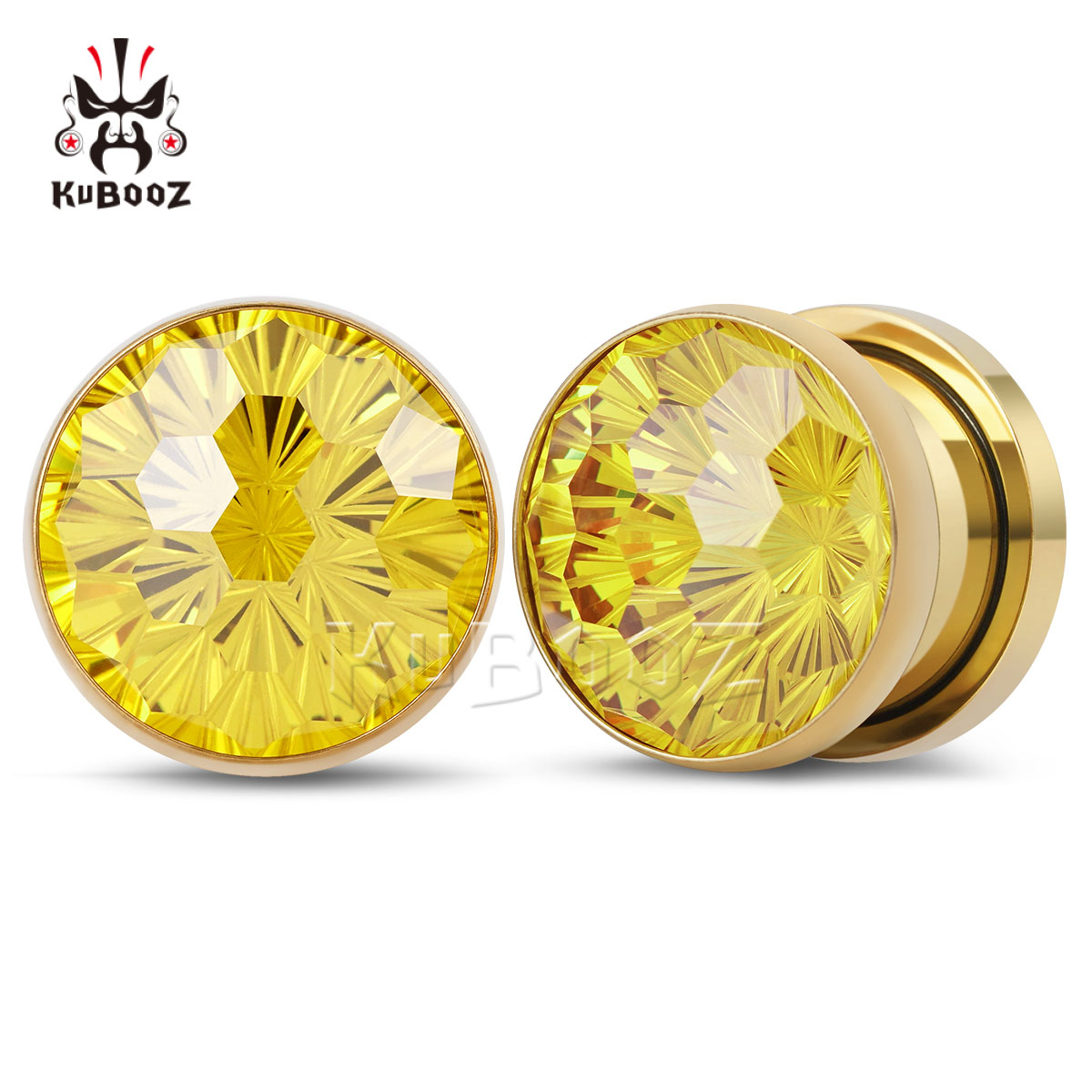 Yellow Body Jewelry - 2PCS Shiny Yellow Crystal Diamond-Cut Ear