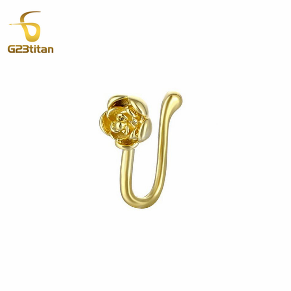 Body Jewelry Nose Studs - 1pc Crystal Copper Rose Nose Clip
