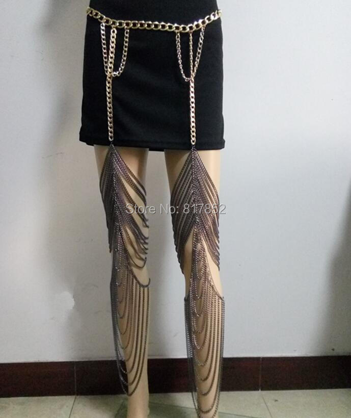Body Jewelry Thigh Chain - Fashion WRB89 Women Gold colour Chains