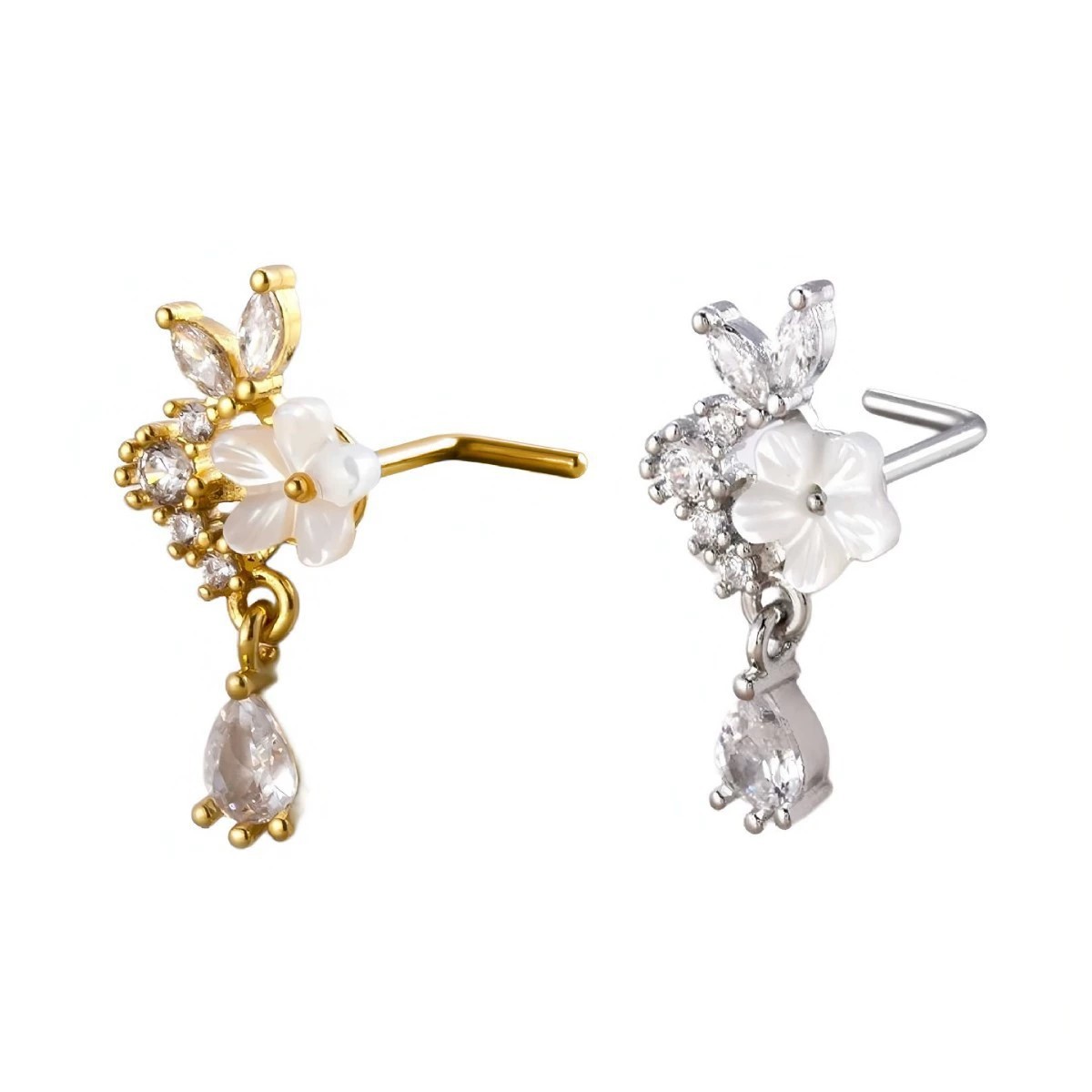 Gold Flower Nose Ring with Dan - огляд і ціна Body Jewelry Nose Studs