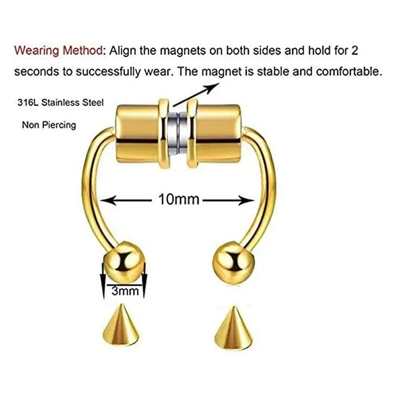 1/2/3Pcs Fake Magnetic Nose Ri - огляд і ціна Body Jewelry Nose Studs
