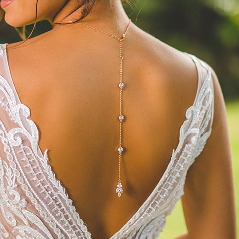 Back Chain Rhinestone Pendant  - огляд і ціна Body Jewelry For Backless Dress