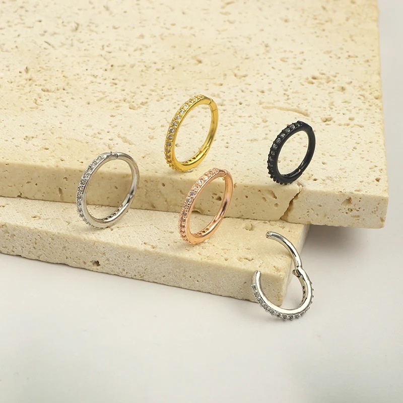 16G Clear CZ Nose Ring Hoop 31 - огляд і ціна Body Jewelry Nose Studs