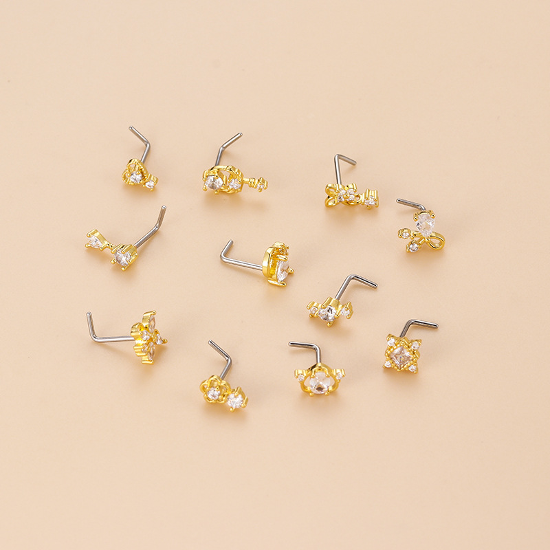 20G L-Shaped Cubic Zircon Nose - огляд і ціна Body Jewelry Nose Studs