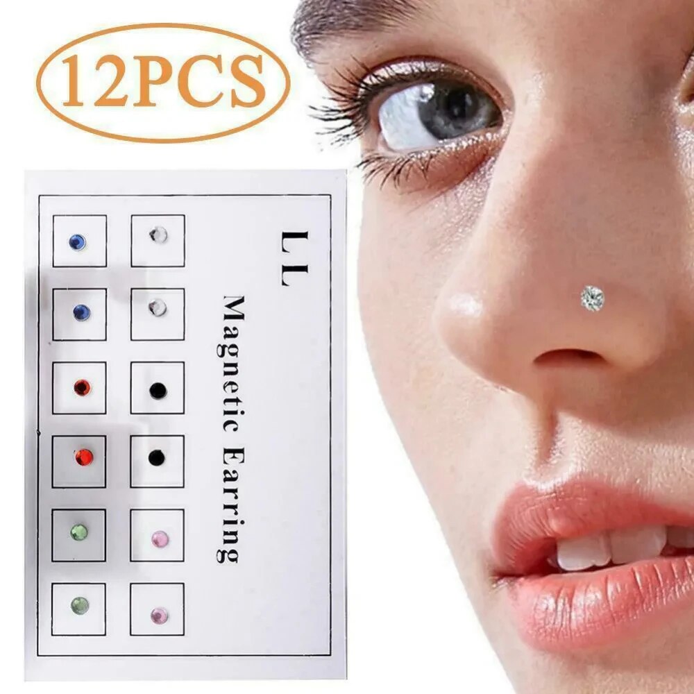 12PCS/Card Fake Cheater Non Pi - огляд і ціна Body Jewelry Nose Studs