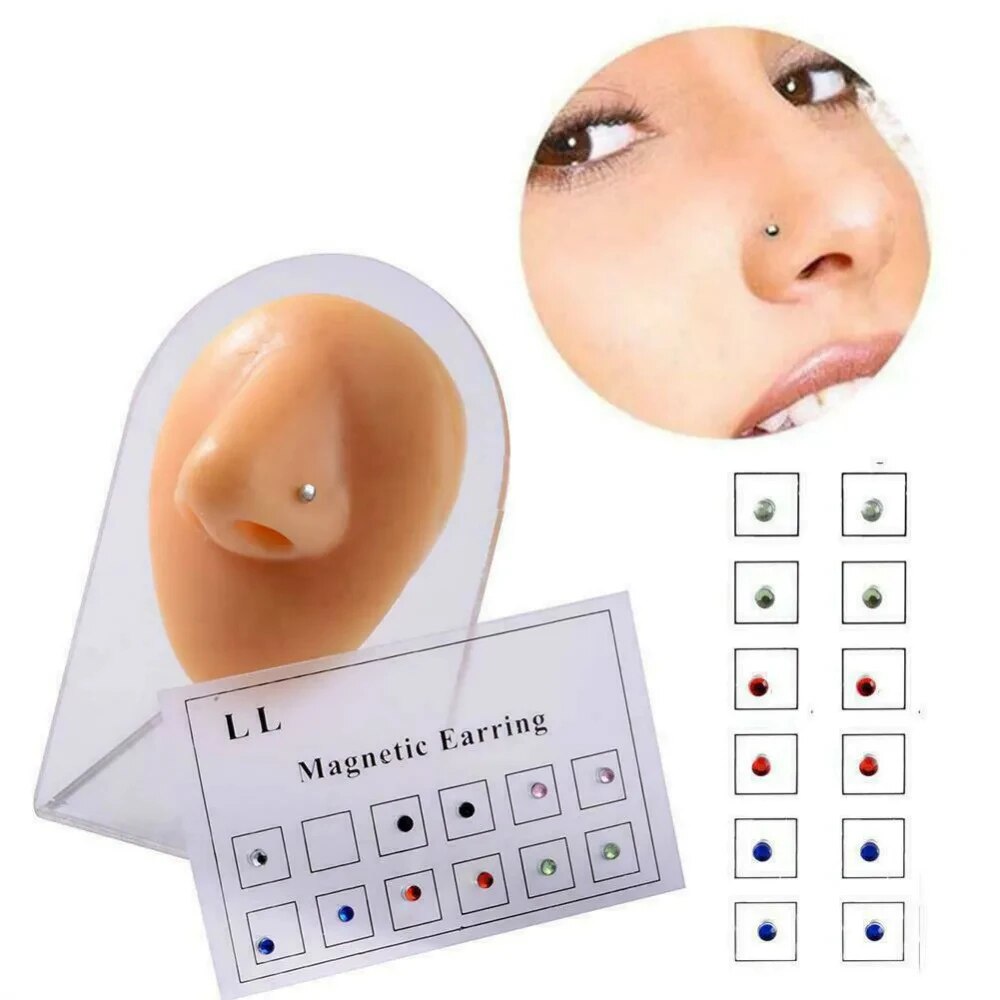 12PCS/Card Fake Cheater Non Pi - огляд і ціна Body Jewelry Nose Studs