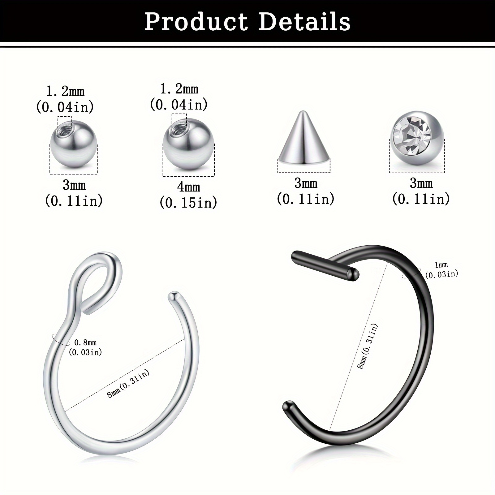 Fake Piercings Fake Lip Ring F - огляд і ціна Body Jewelry Nose Studs