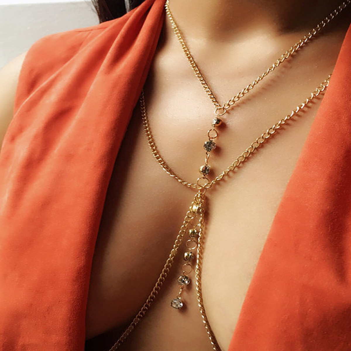 Round Crystal Chest Chain Low  - огляд і ціна Body Jewelry Harness