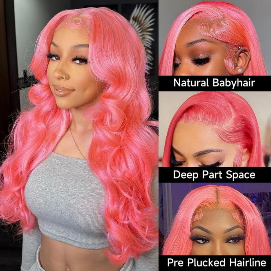 Pink Human Hair Wig Body Wave  - огляд і ціна Body Jewelry Underwear