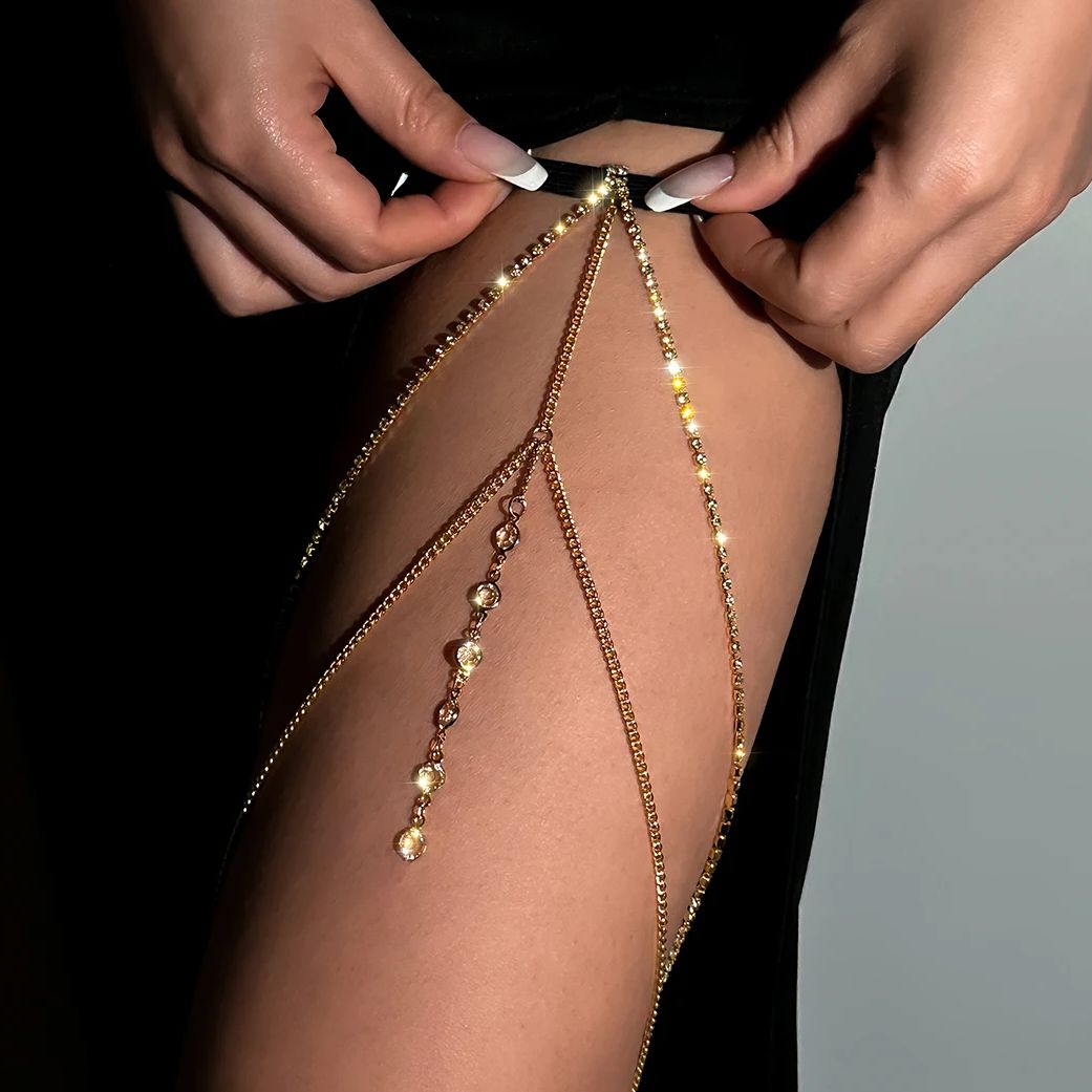 Sexy Shiny Crystal Multilayer  - огляд і ціна Body Jewelry Thigh Chain