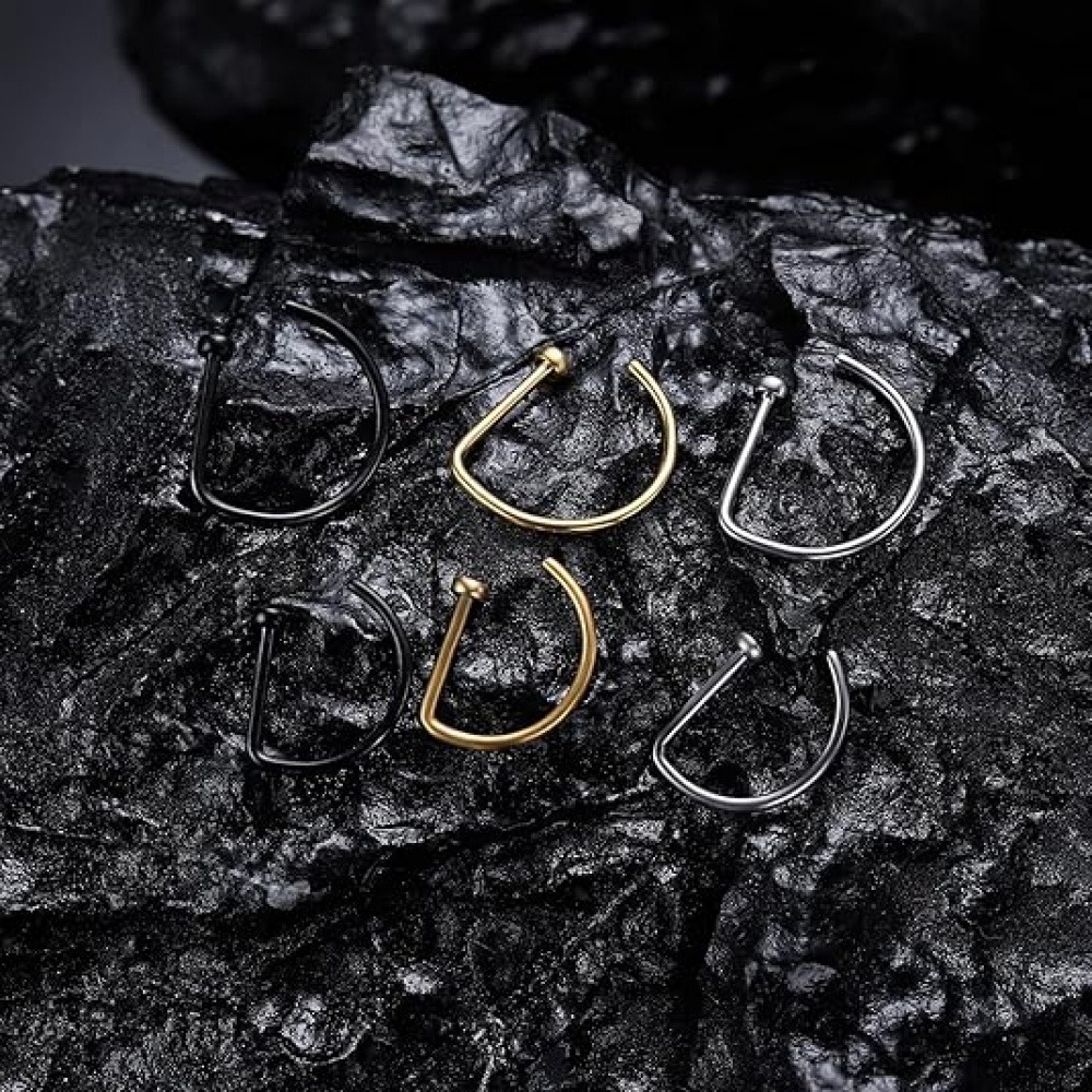 4 Pack Non Piercing D-Shaped N - огляд і ціна Body Jewelry Nose Studs
