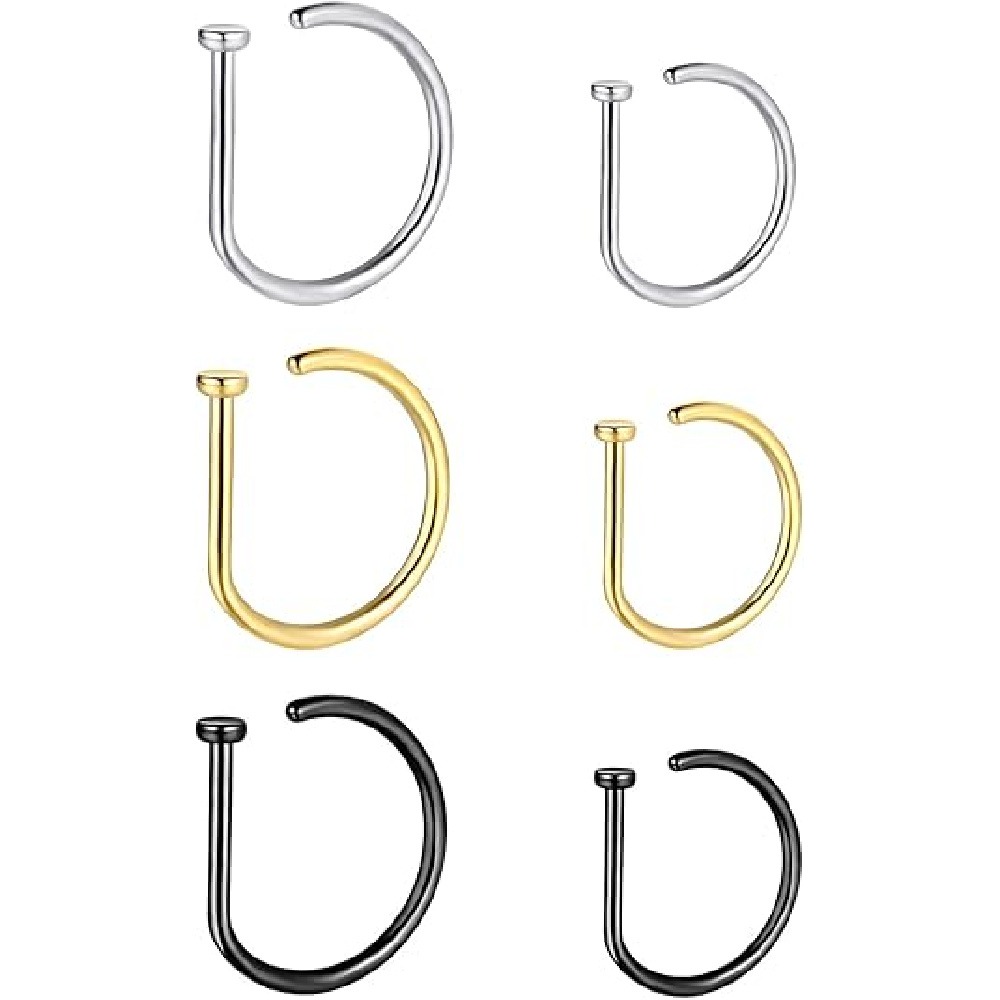 4 Pack Non Piercing D-Shaped N - огляд і ціна Body Jewelry Nose Studs